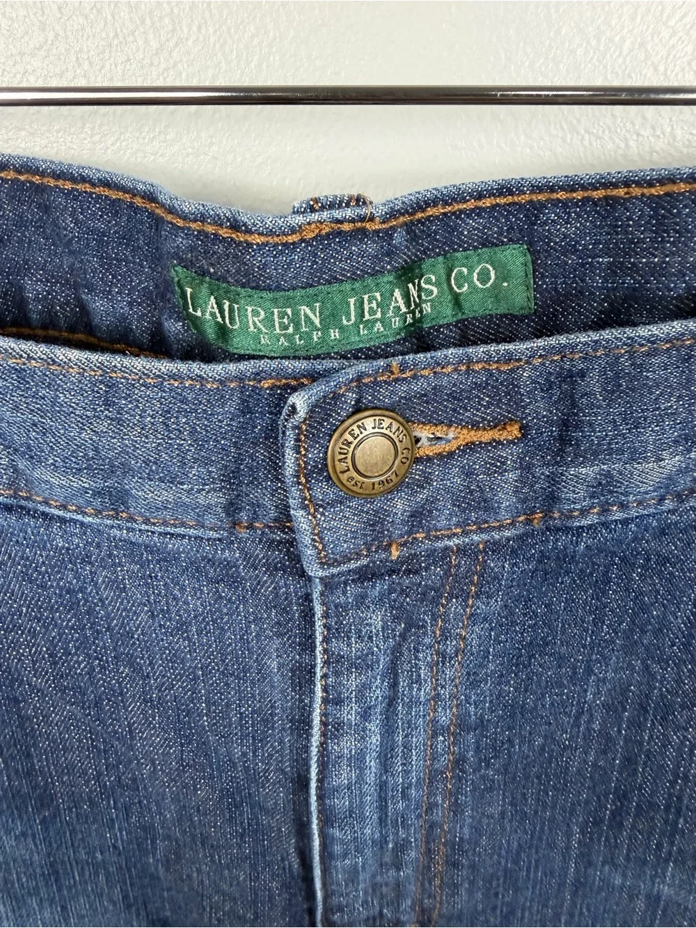 Lauren Ralph Lauren Jeans Womens 12 Dark Wash Studded Side Seam Stretch Straight